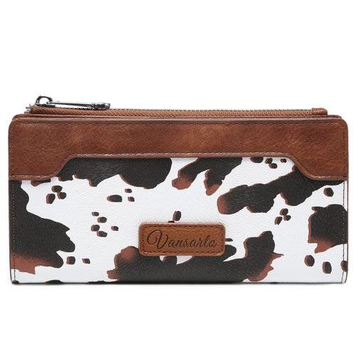 Cow Print Wallets for Women Bifold Credit Card Holder, Rfid Blocking, ID Window