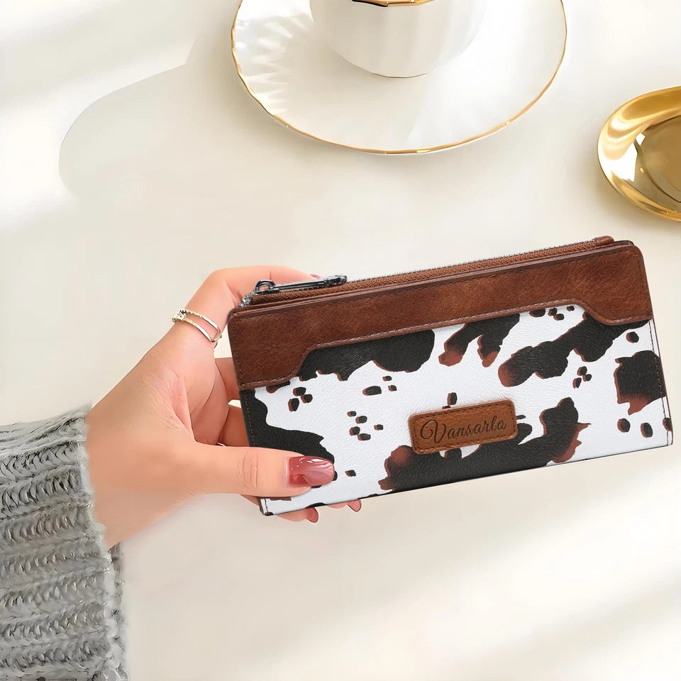 Cow Print Wallets for Women Bifold Credit Card Holder, Rfid Blocking, ID Window