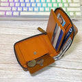 Men's Leather RFID Blocking Waterproof Zip-Around Wallet Bifold Card Holder